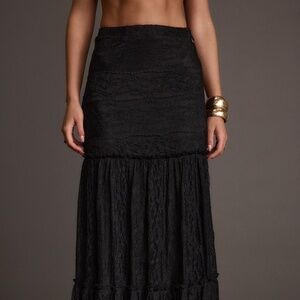 12th Tribe Poppy Black Lace Maxi Skirt Size MM